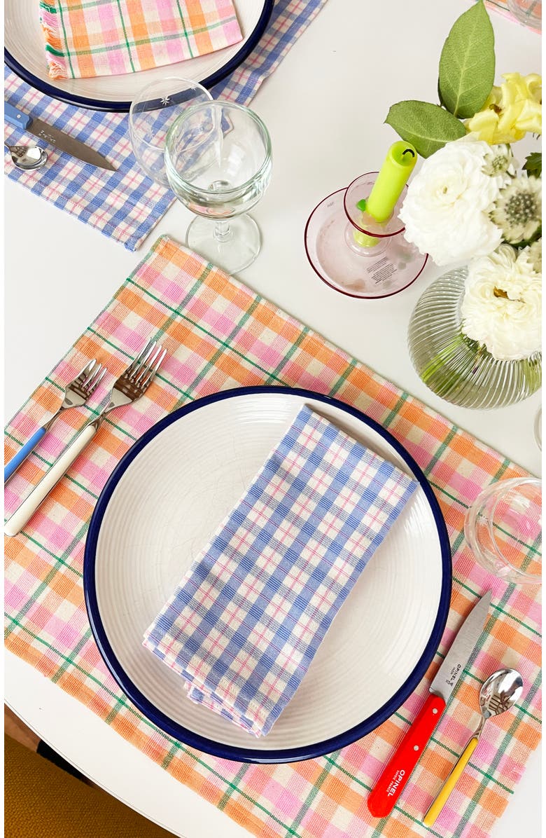 Archive New York Handwoven Colorful Plaid Cotton Napkins, Set of 4, Alternate, color, Blue