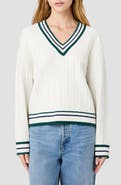 French Connection Aleyna Striped V-Neck Cable Sweater