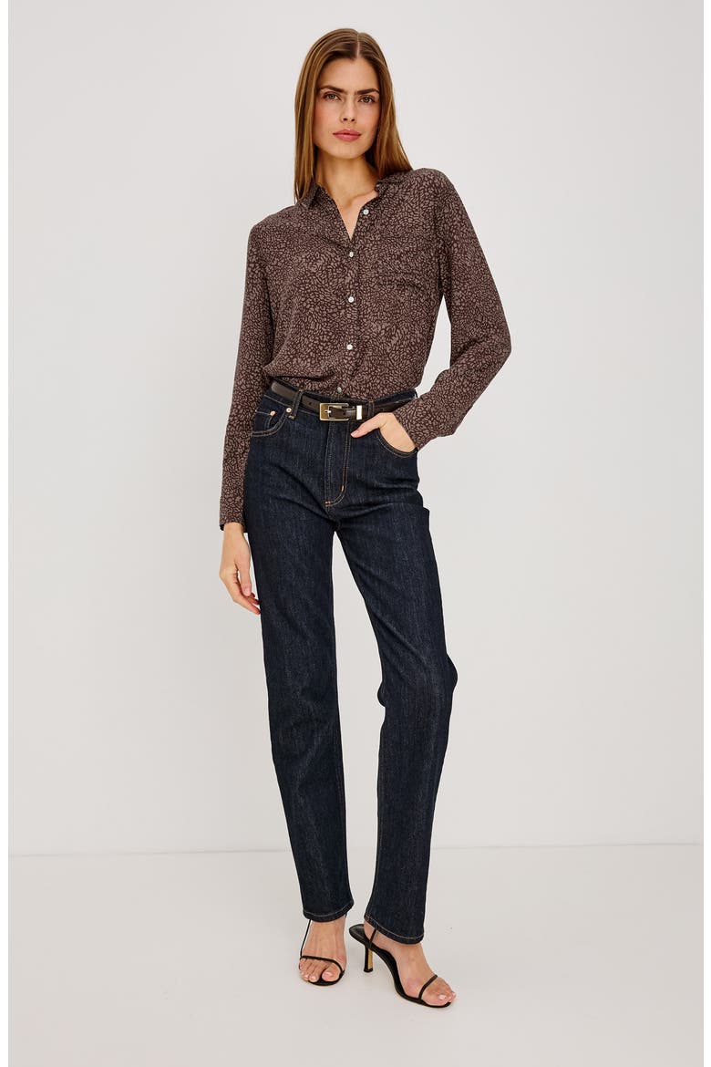 Josephine Button-Front Shirt, Alternate, color, COCOA MINI CHEETAH