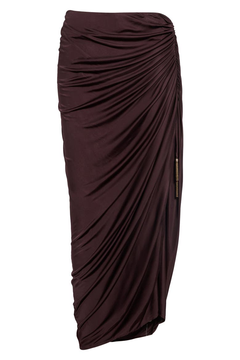 Draped Viscose Jersey Slit Midi Skirt, Main, color, A51 BROWN