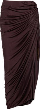 Balmain Draped Viscose Jersey Slit Midi Skirt