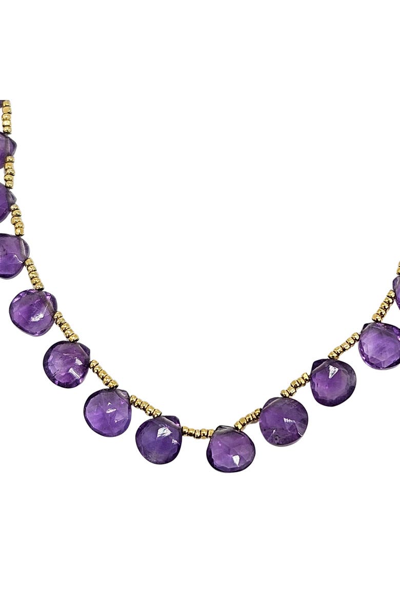 Faceted Gemstone Teardrop Bead Choker Necklace, Alternate, color, purple