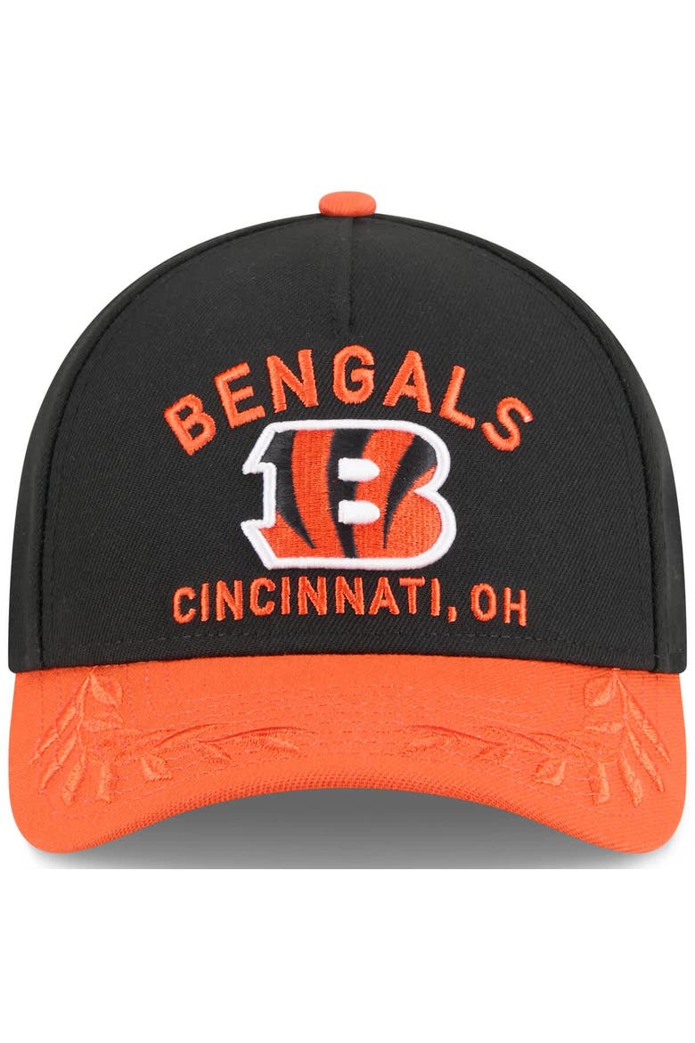 Men's New Era Black/Orange Cincinnati Bengals 2025 NFL Draft 9FORTY A-Frame M-Crown Adjustable Hat, Alternate, color, Black