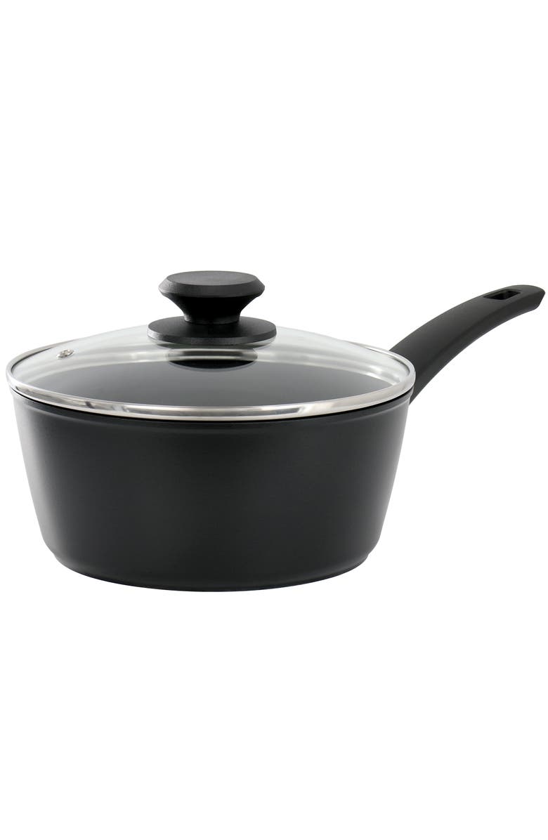 OSTER Connelly 2.5 Quart Textu Nonstick Aluminum Saucepan with Lid, Main, color, Black