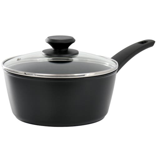 Oster Connelly 2.5 Quart Textured Nonstick Aluminum Saucepan With Lid In Black In Black