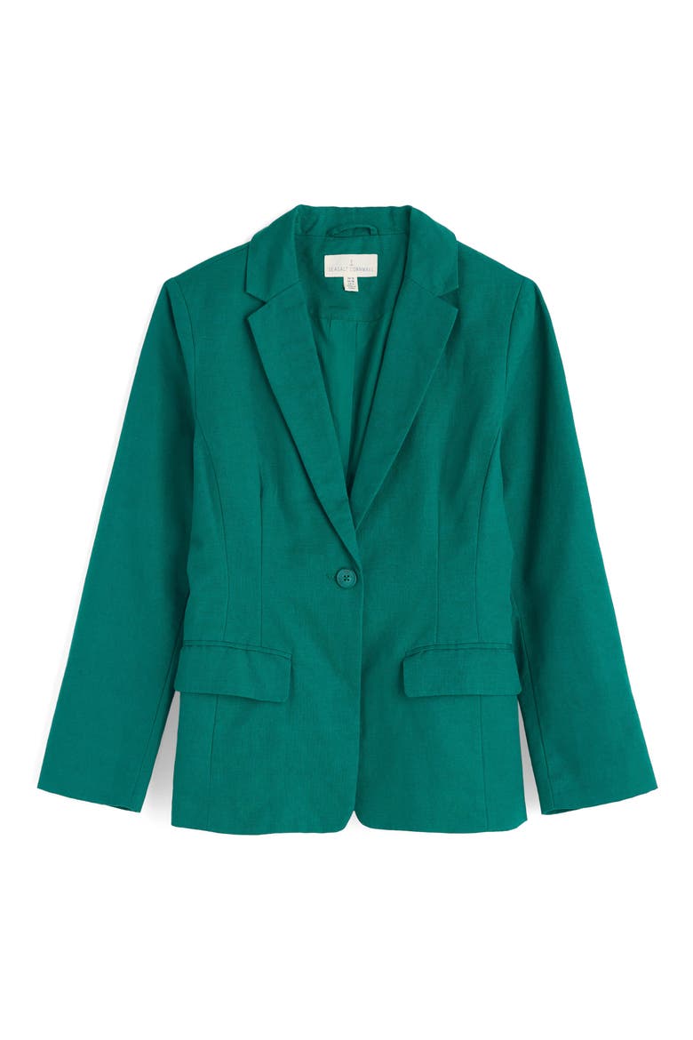 Erica Linen & Organic Cotton Blazer, Alternate, color, PINE SHOOTS