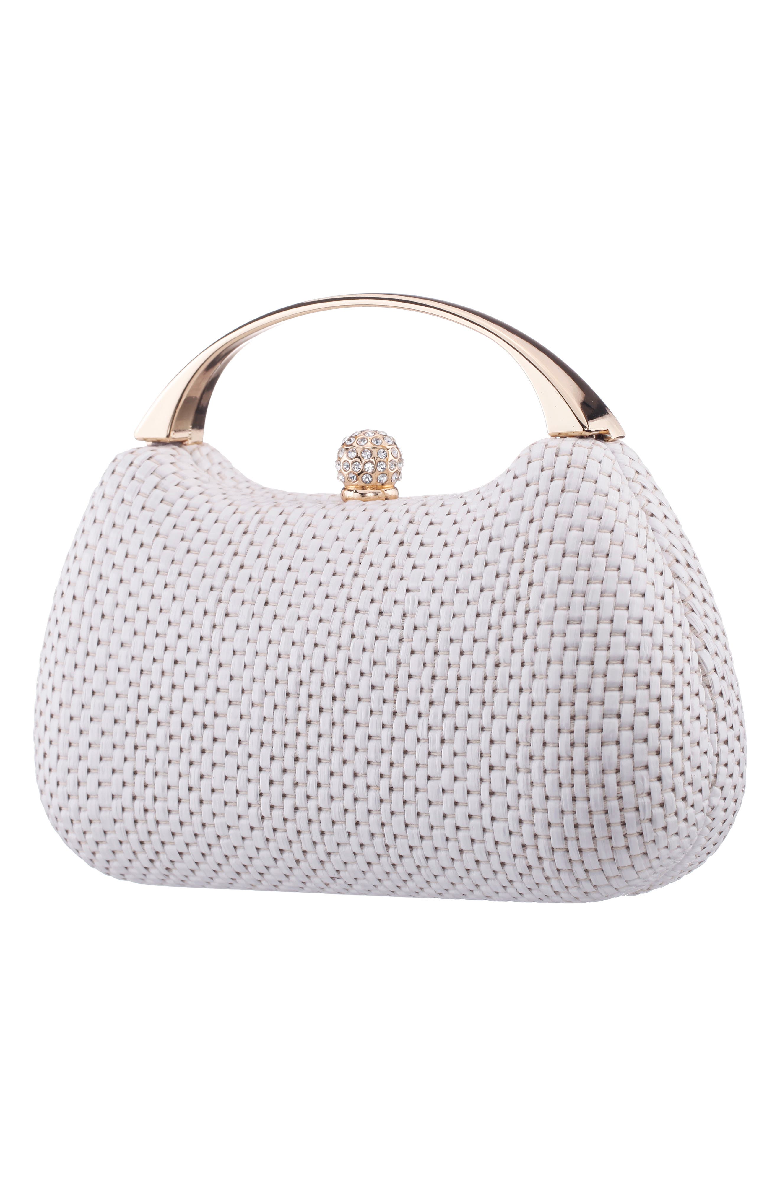 Nina Brando Frame Clutch, Alternate, color, White