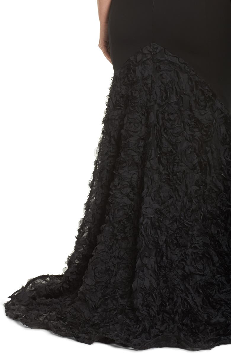 Mac Duggal Strapless Bustier Rosette Gown, Alternate, color,