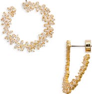 Nordstrom Scattered Baguette Cubic Zirconia Front/Back Earrings