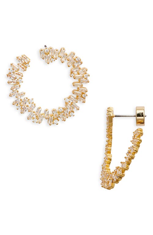 Nordstrom Scattered Baguette Cubic Zirconia Front/back Earrings In Clear- Gold