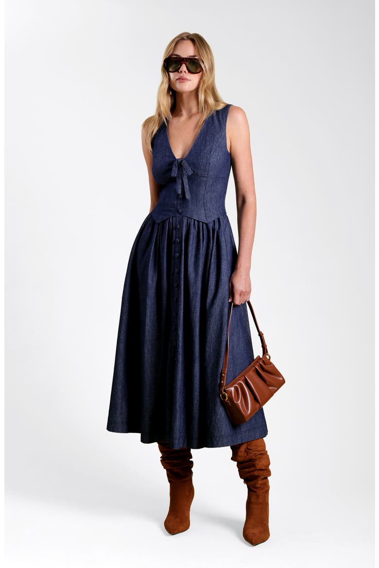 Denim Twofer Cotton Dress, Alternate, color, LEPI WASH