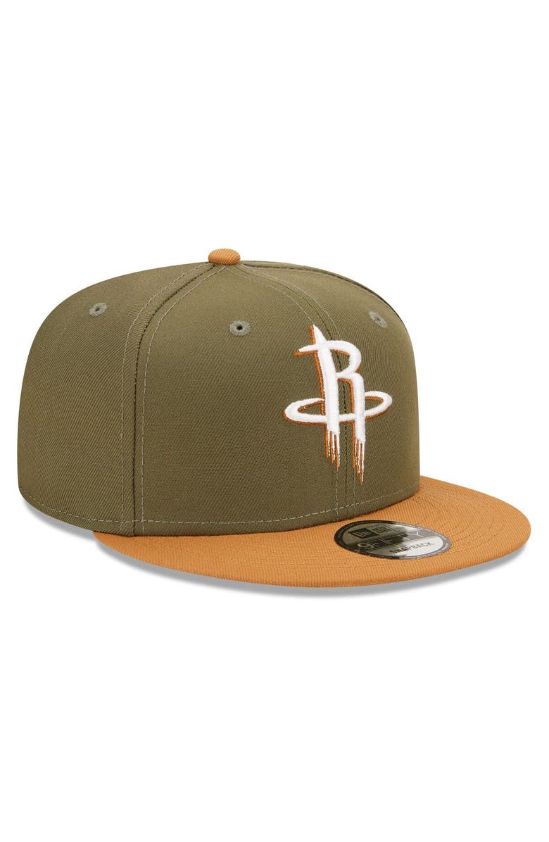 New Era Men's New Era Olive/Brown Houston Rockets Two-Tone Color Pack 9FIFTY Snapback Hat, Alternate, color, 
