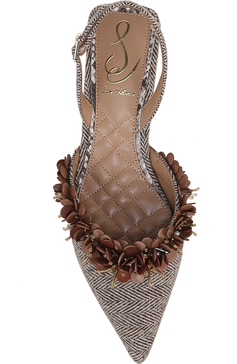Sam Edelman Trent Slingback Pointed Toe Kitten Heel Pump, Alternate, color, Brown Multi
