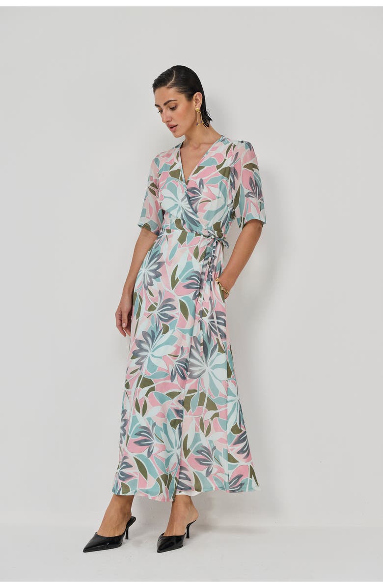Reistor Abstract Floral Wrap Maxi Dress, Alternate, color, Coastal Bloom