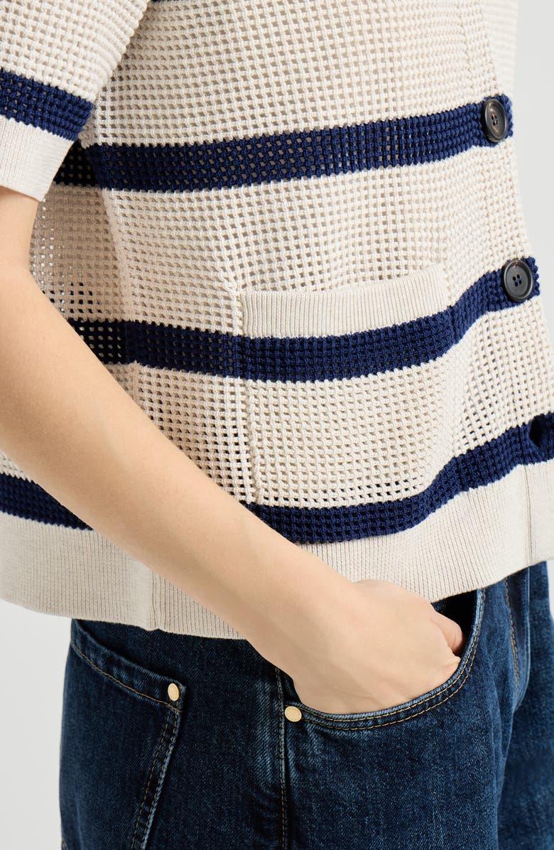 Brunello Cucinelli Striped cardigan, Alternate, color, Blue