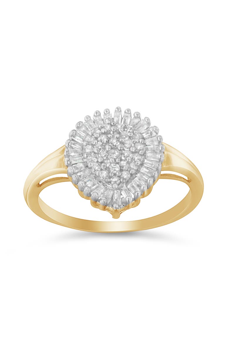 10K Gold 1/2 Cttw Diamond Domed Pavé Cluster Halo Cocktail Ring, Alternate, color, Yellow Gold