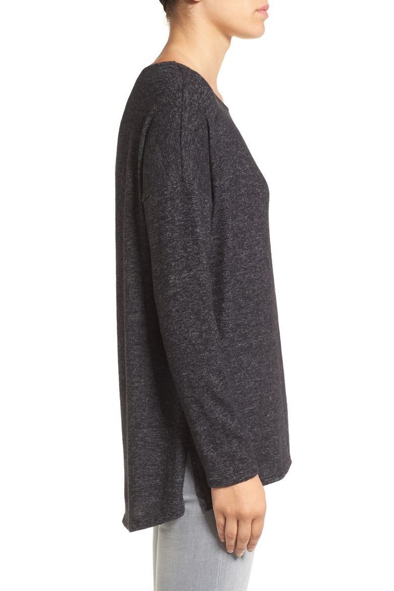 Gibson Cozy Ballet Neck High/Low Pullover, Alternate, color, HEATHER BLACK