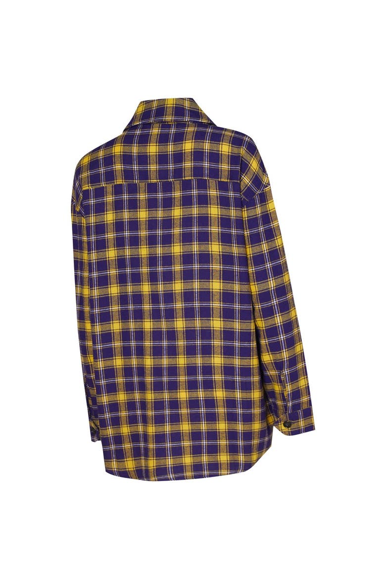 Women's College Concepts Purple/Gold Los Angeles Lakers Boyfriend Button-Up Nightshirt, Alternate, color, Purple