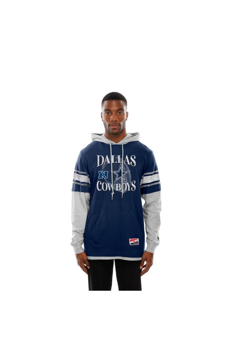 New Era Men's New Era Navy Dallas Cowboys Twofer Layered Long Sleeve Hoodie T-Shirt, Alternate, color, Navy