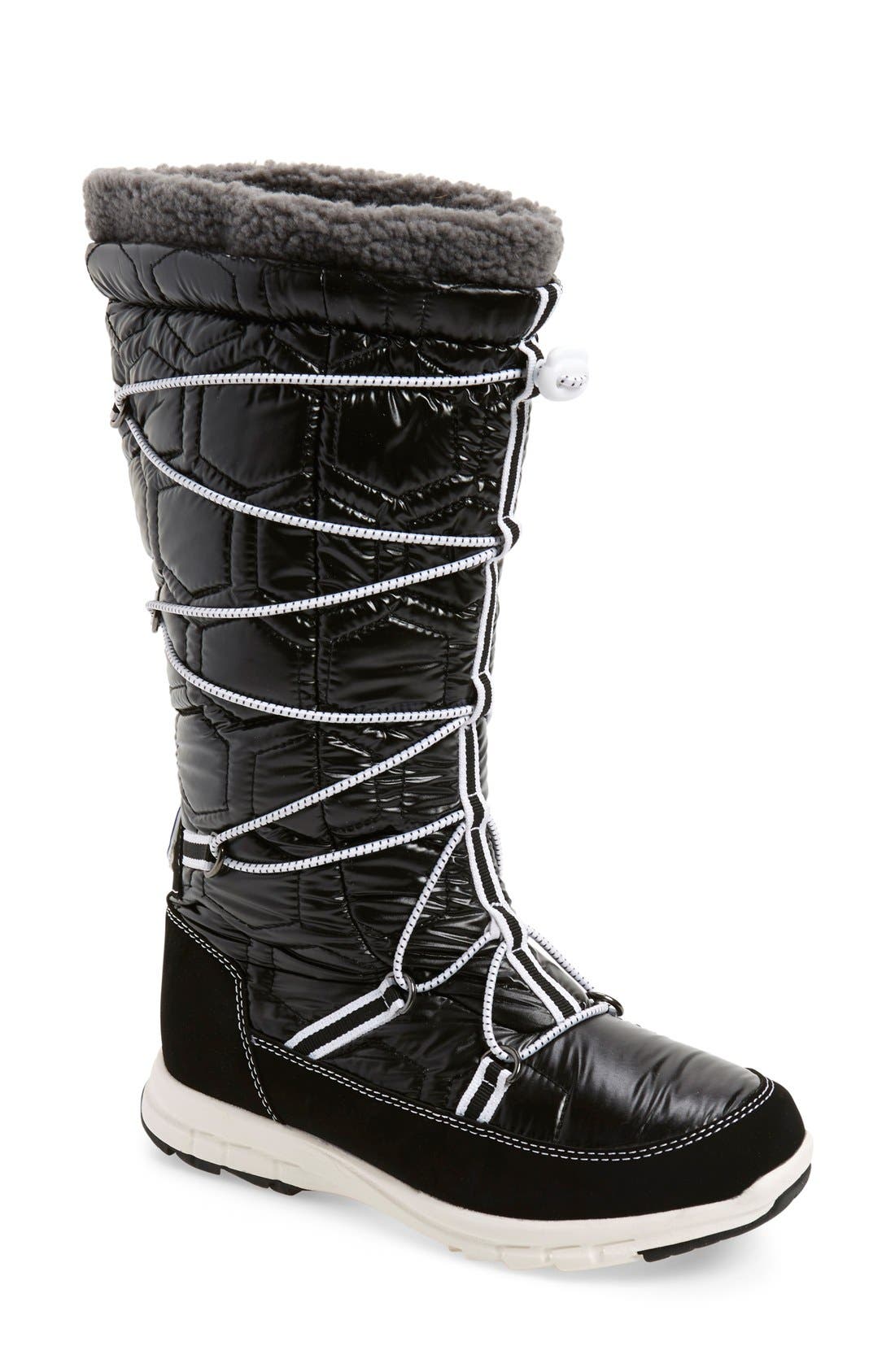 'Slalom' Tall Waterproof Boot, Main, color, BLACK