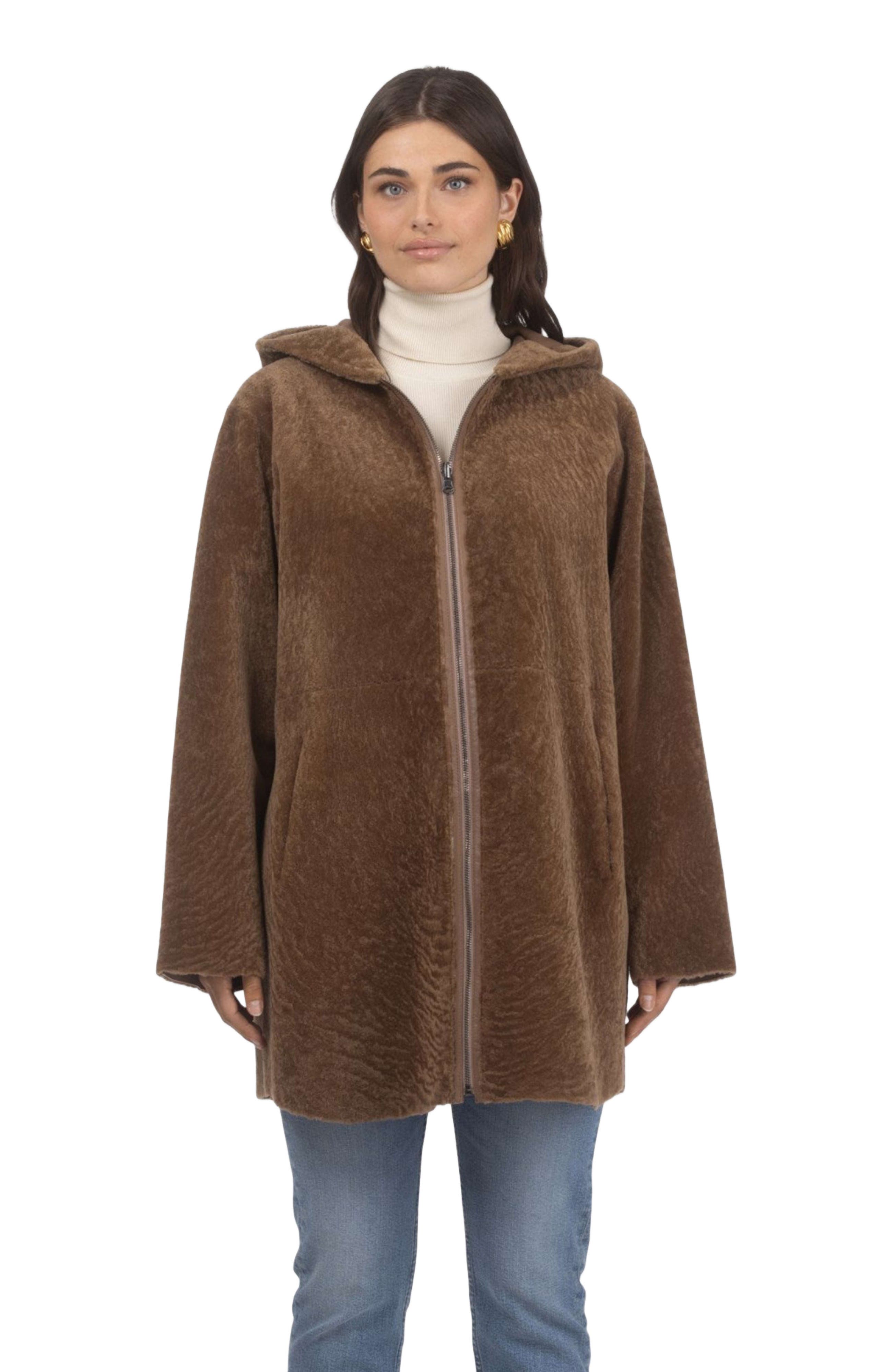 Reversible Textured Shearling Lamb Jacket - image 3