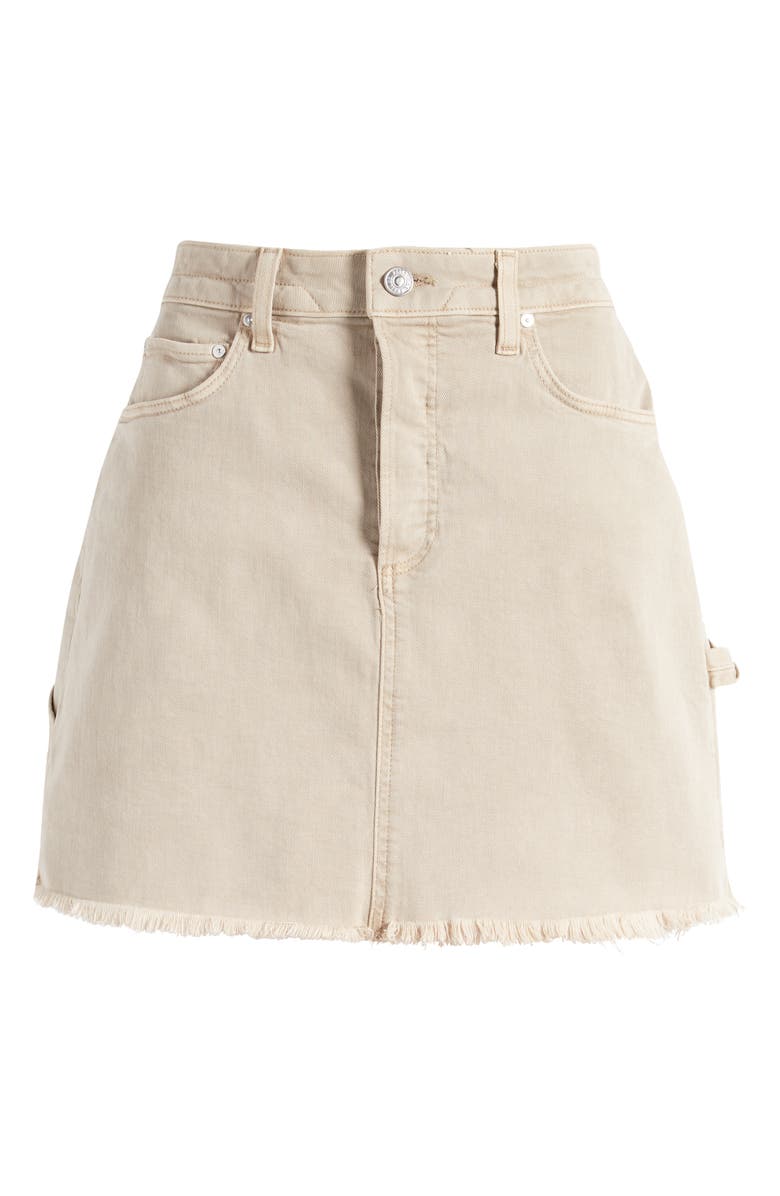 PAIGE Jessie Frayed Hem Carpenter Denim Miniskirt, Alternate, color, Vintage Soft Sand