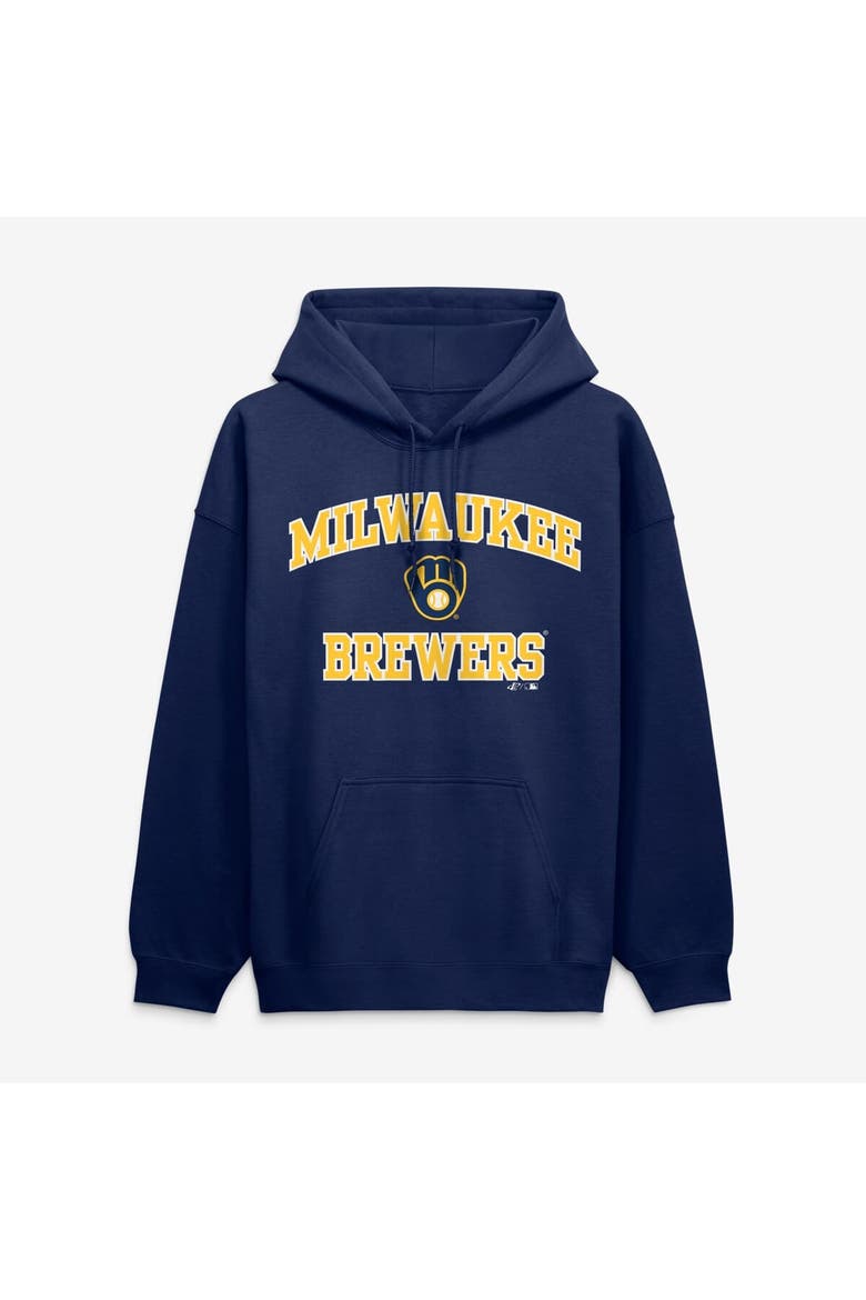 Men's Logo Athletic Navy Milwaukee Brewers Heart & Soul Hoodie, Main, color, Navy