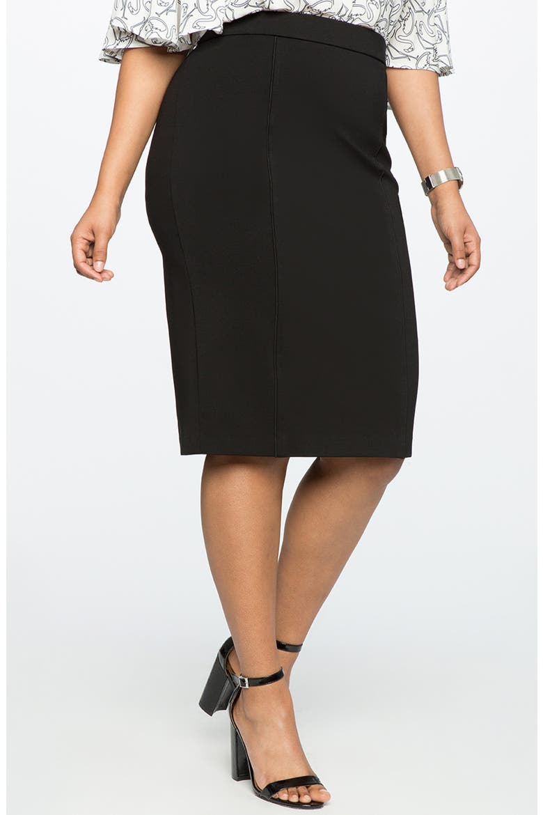 The Ultimate Stretch Midi Pencil Skirt, Main, color, BLACK