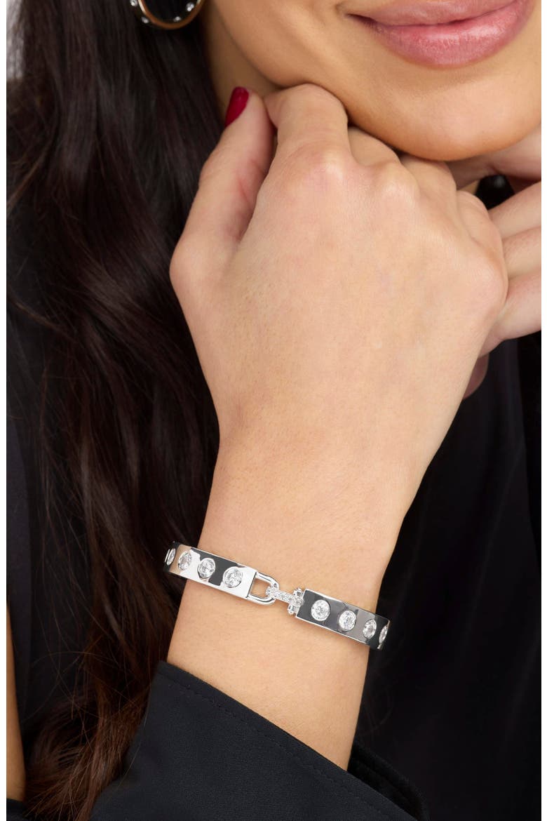 Ashley Rodeo Lock Cubic Zirconia Cuff, Alternate, color, SILVER-WHITE