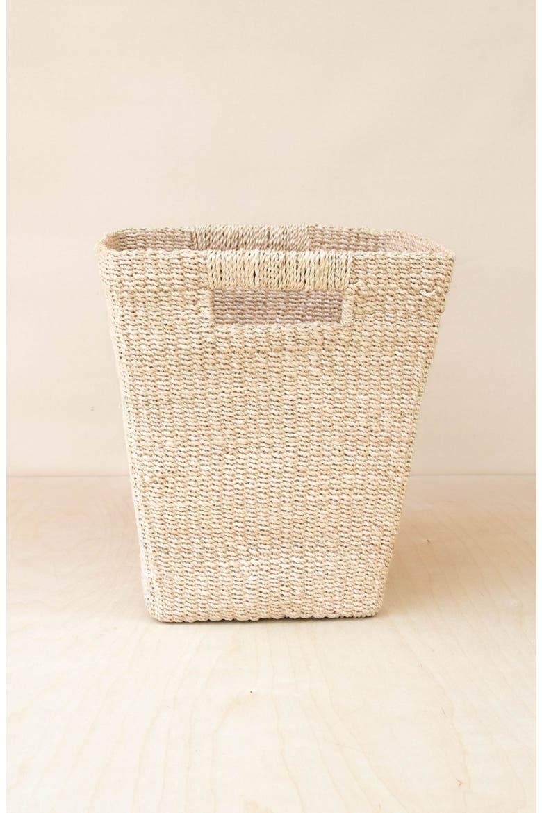Tapered Square Floor Basket with Cutout Handles, Alternate, color, Natural