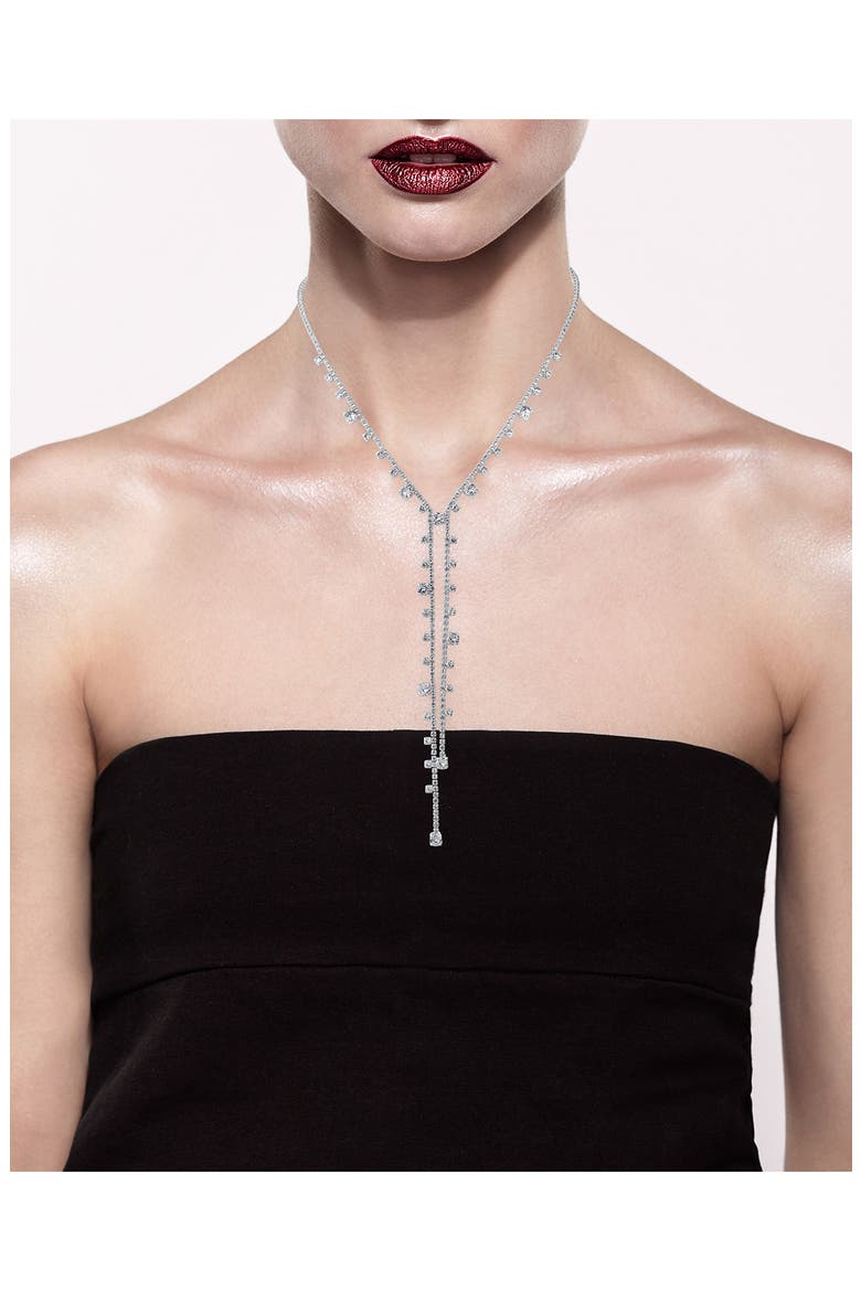 Cubic Zirconia Double Y-Necklace, Alternate, color, SILVER