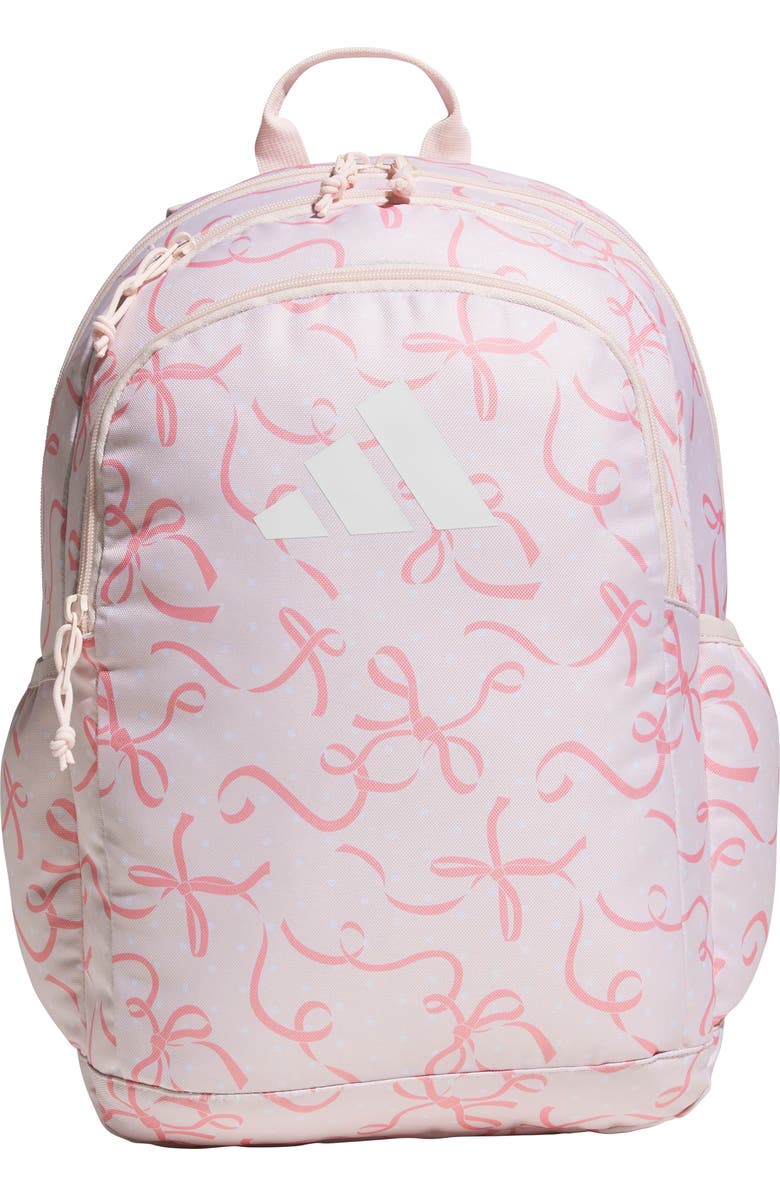 adidas Kids' Affiliate Backpack, Main, color, Bow Print Pink Tint