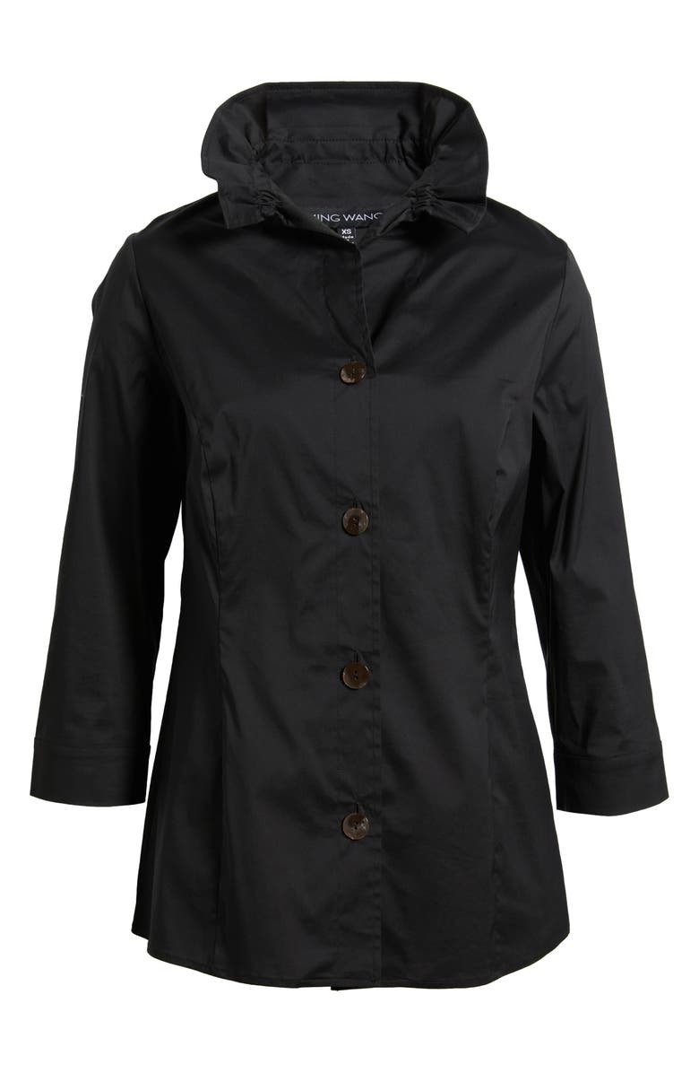 Ming Wang Ruffle Collar Cotton Poplin Blouse, Alternate, color, 