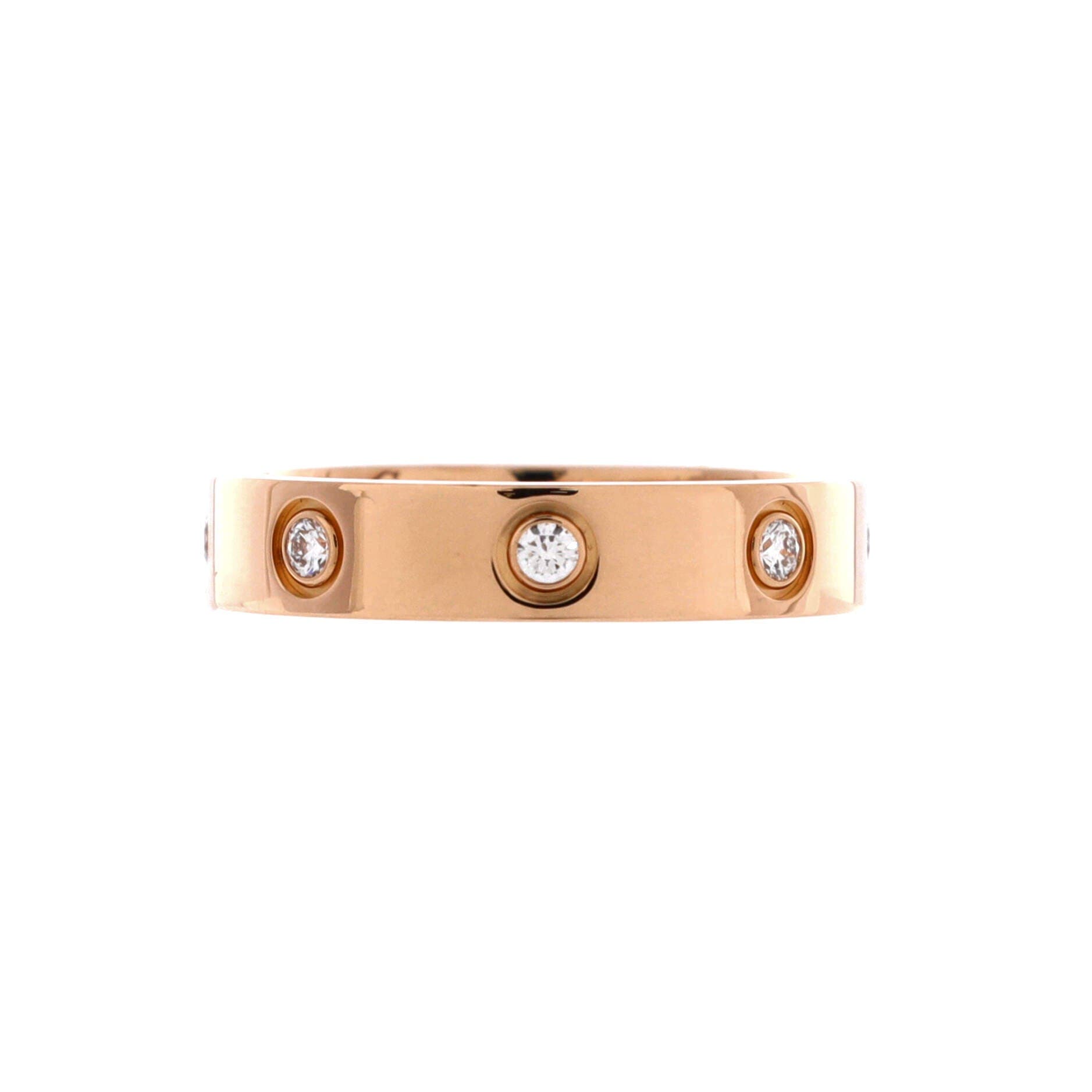 Love Wedding Band 8 Diamonds Ring 18K Rose Gold with Diamonds, Main, color, Metallic Gold