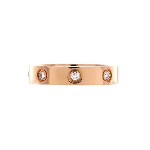 Love Wedding Band 8 Diamonds Ring 18K Rose Gold with Diamonds