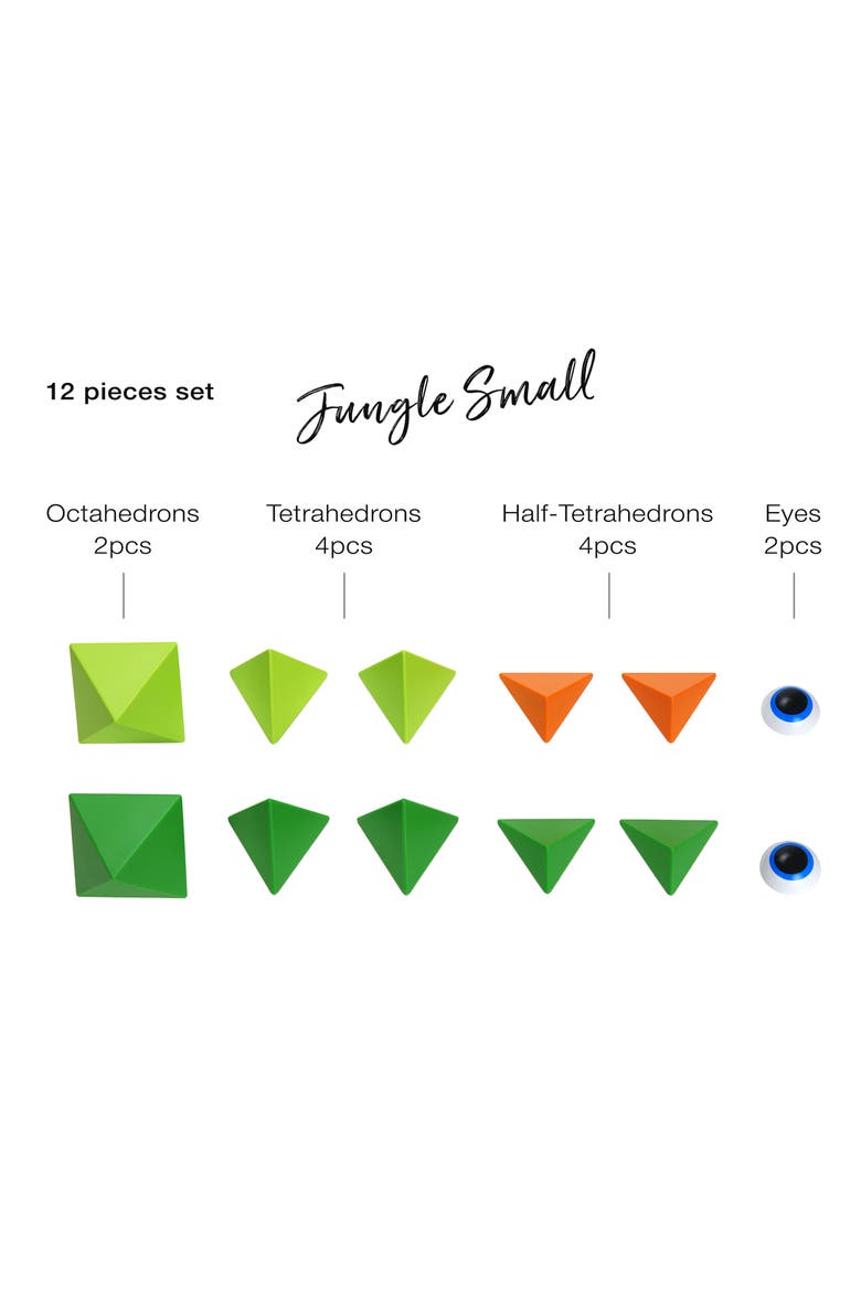Kids' Jungle Small 12-Piece Magnetic Construction Kit, Alternate, color, GREEN ORANGE PINK