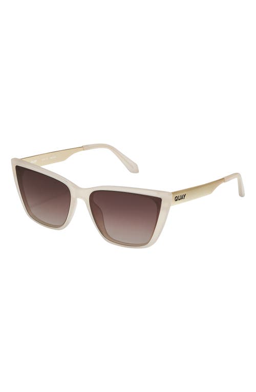 Quay Call The Shots 45mm Cat Eye Sunglasses In Bone/brown