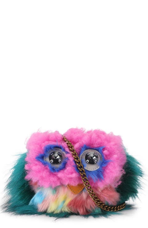 Micro Oxford Mascot Faux Fur and Leather Shoulder Bag