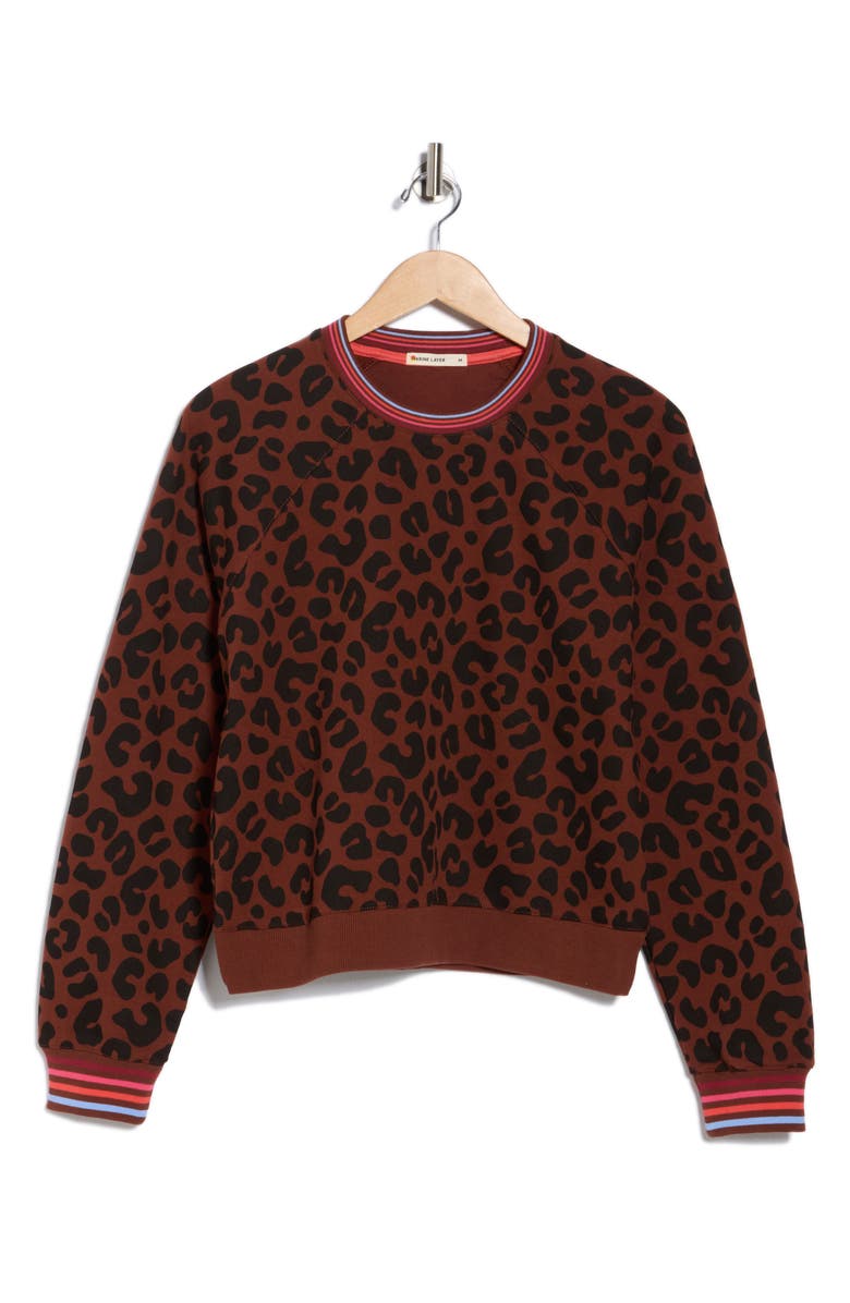 Marine Layer Anytime Leopard Print Sweatshirt, Alternate, color, 