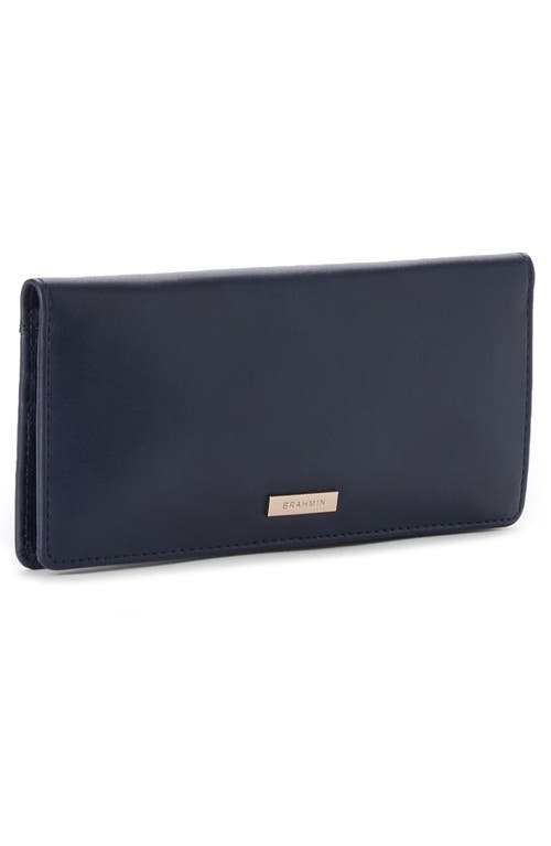 Brahmin Ady Croc Embossed Leather Wallet In Blue