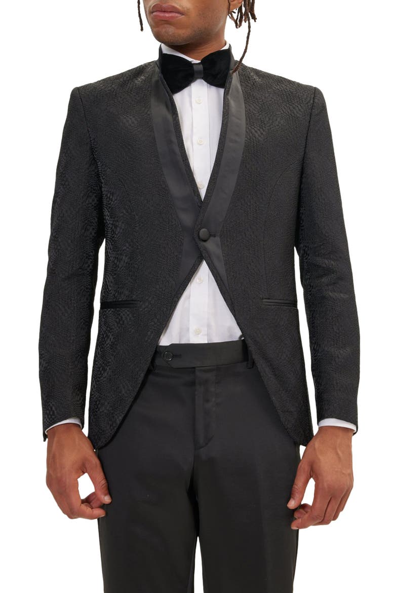 Satin Embellished Tuxedo Jacket, Main, color, BLACK