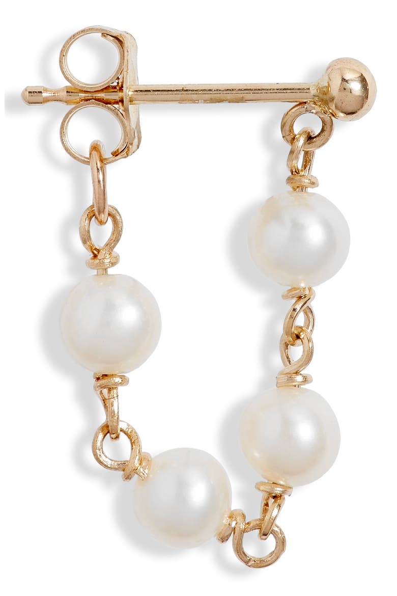 Pearl Chain Wrap Earrings, Alternate, color, YELLOW GOLD