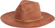 David & Young Gold Band Faux Suede Panama Hat