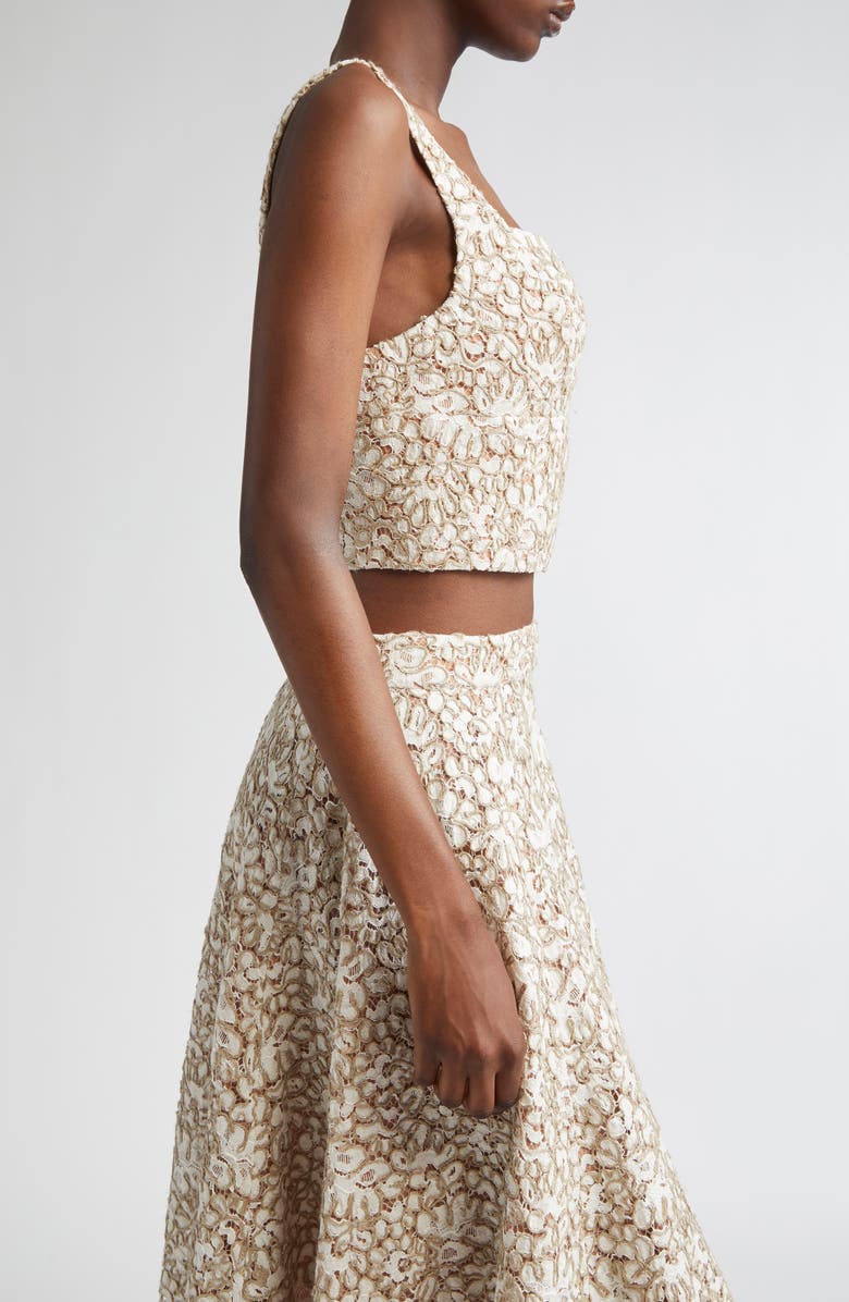 Michael Kors Collection Lace Bustier Top, Alternate, color, Hemp/ Ecru