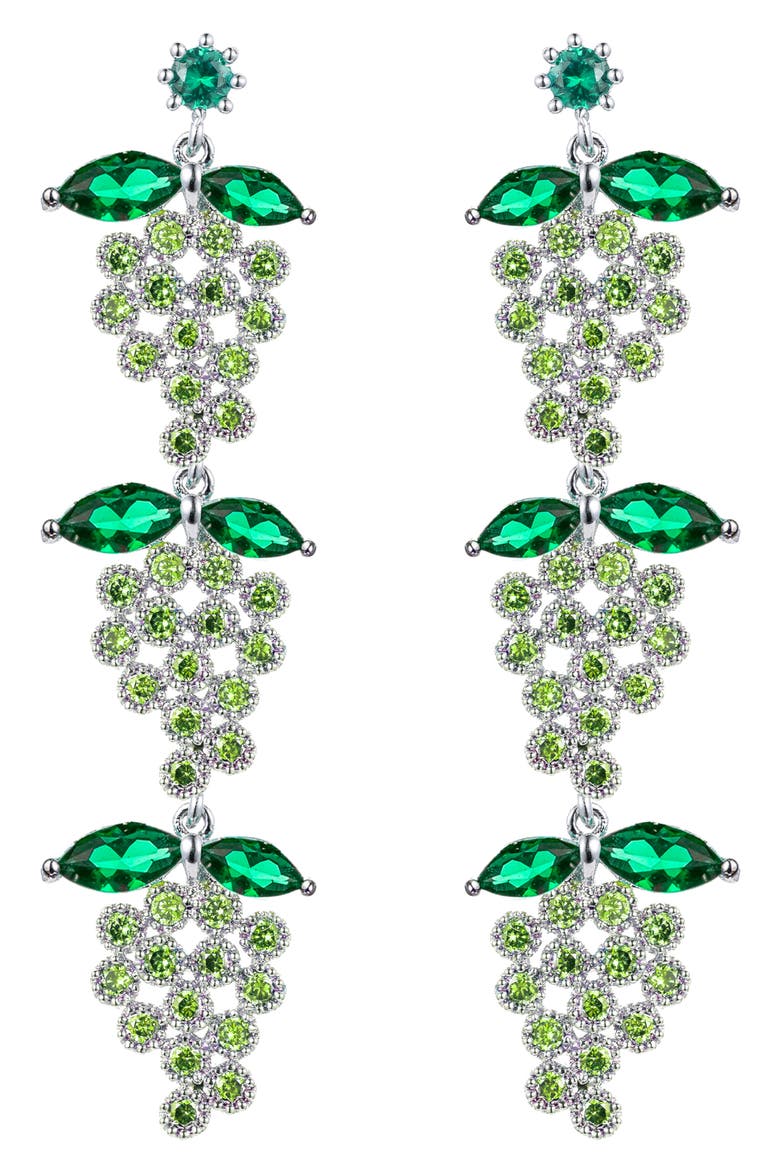 Grape CZ Drop Earrings, Main, color, GREEN
