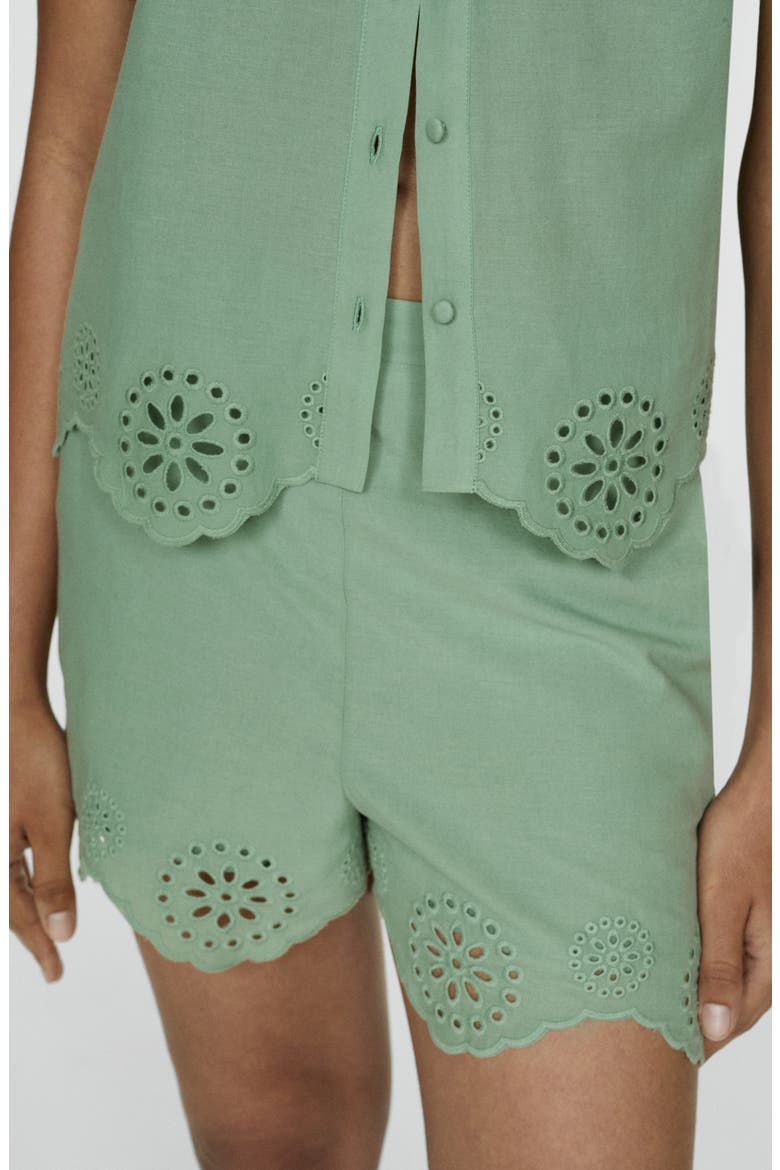 Cotton Eyelet Shorts, Alternate, color, GREEN