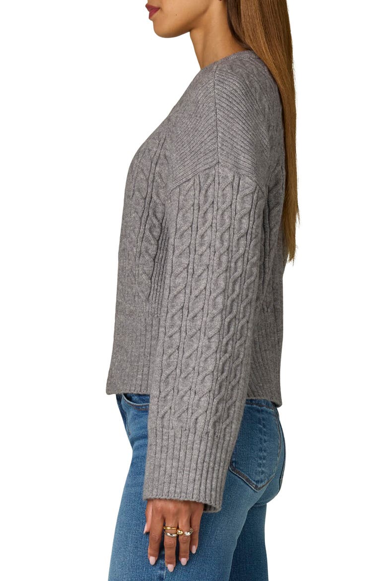 Cable Stitch Rib Cardigan, Alternate, color, GREY
