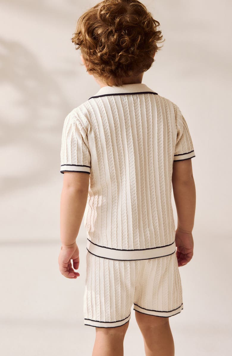 NEXT Kids' Tipped Cotton Button-Up Polo Sweater & Shorts Set, Alternate, color, 