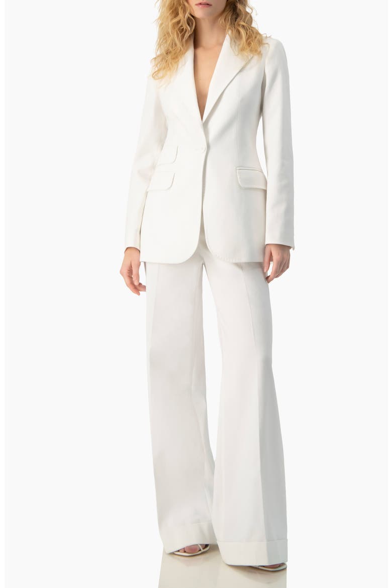Elegant High-Rise Wide-Leg Cuffed Tailored Trousers, Alternate, color, White