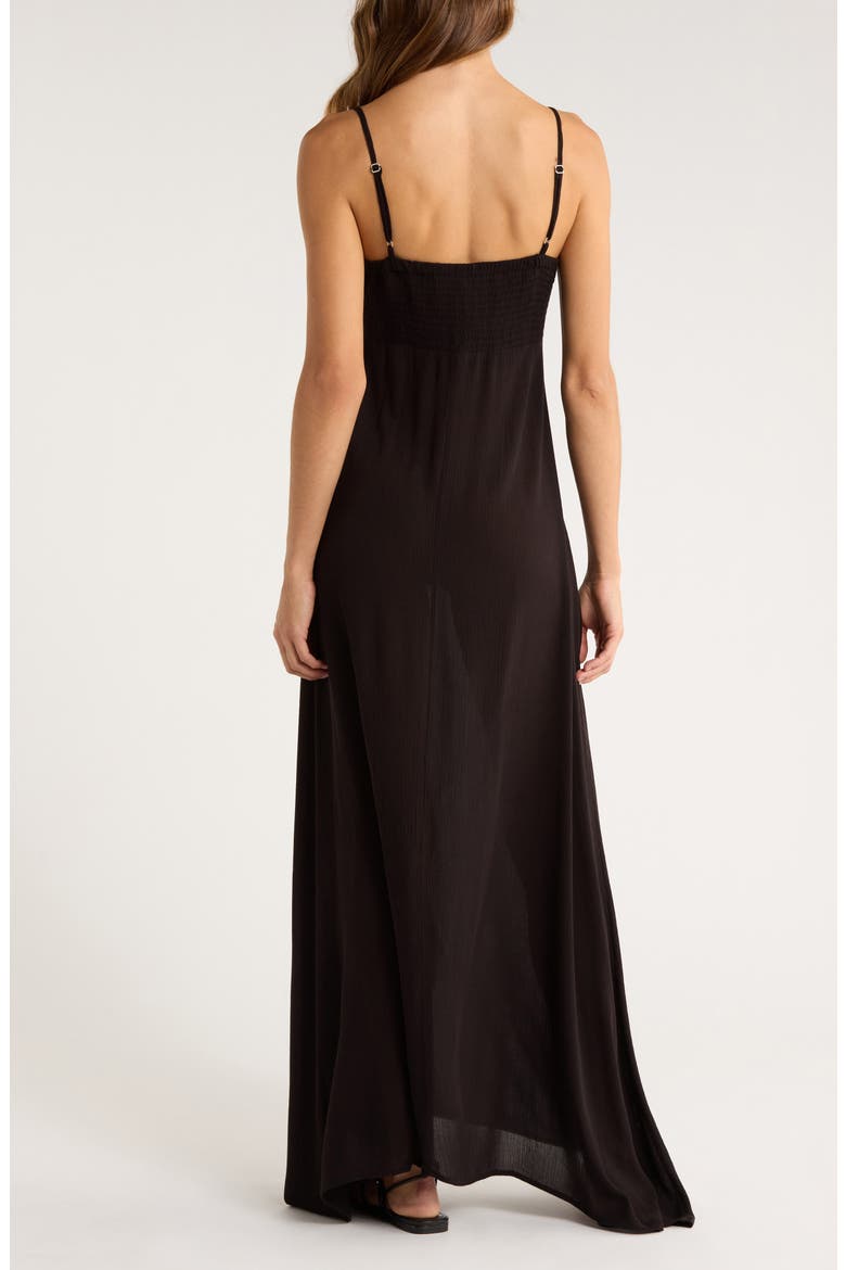 Tie Front Cover-Up Maxi Dress, Alternate, color, BLACK